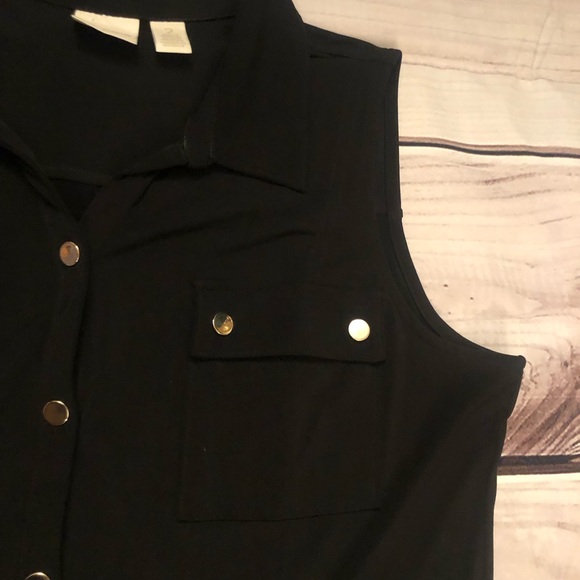 Chico’s Jersey Golden Button Down Sleeveless Collared Black Maxi Dress size 12 - Picture 5 of 14